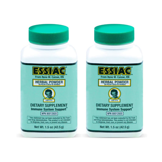 Essiac Original Tea Powder bottle ready for daily wellness rituals with an antioxidant-inspired blend