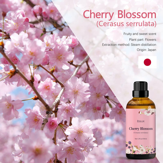 ESSLUX cherry blossom aroma oil in amber bottle for DIY candles