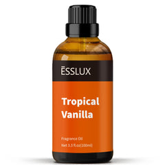 ESSLUX Tropical Vanilla diffuser oil bottle adds a welcoming tropical aroma to any room.