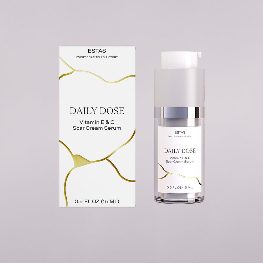 ESTAS Beauty Scar Cream vegan cruelty-free label visible on packaging.