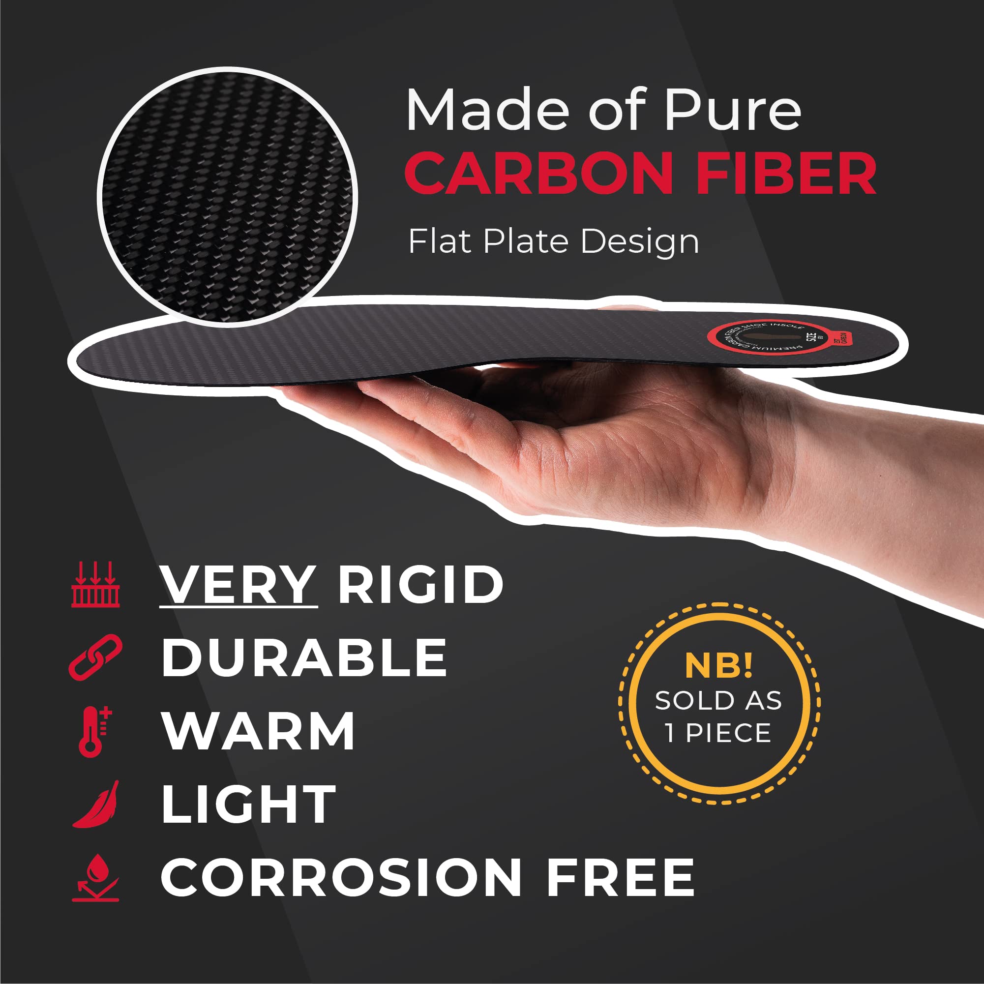 ESTCARBON carbon fiber insole in a sneaker close-up fit and feel.