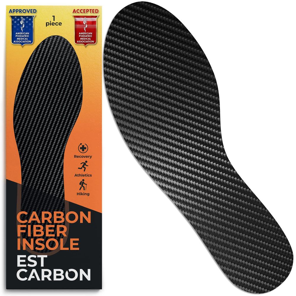 EstCarbon carbon fiber insole, front view, lightweight support for running and walking.