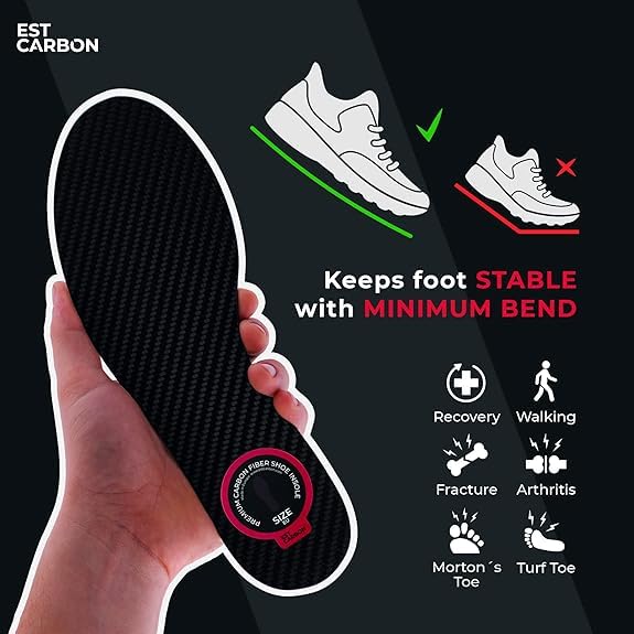 EstCarbon carbon fiber insole in-shoe demo reveals full-length support during activity.