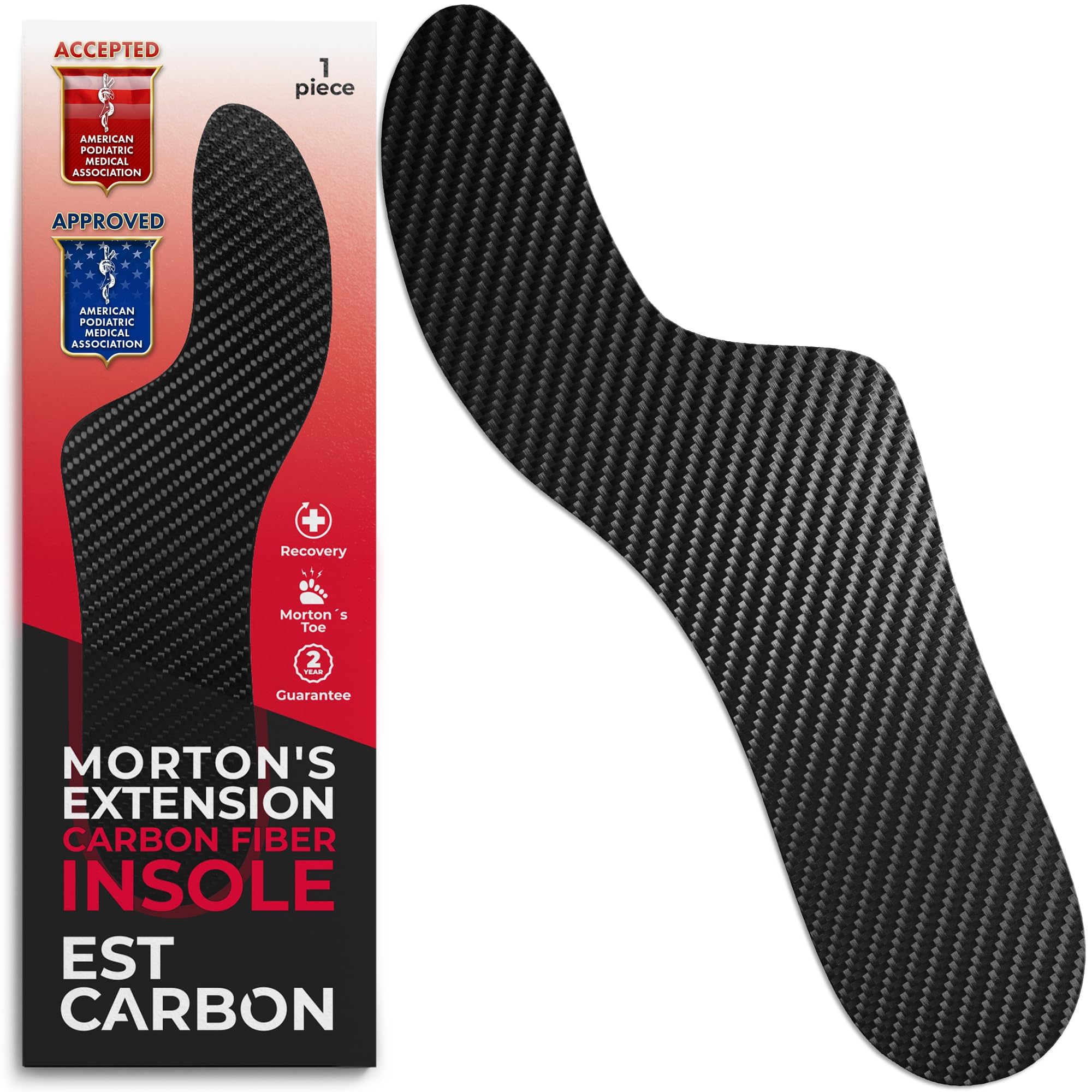 ESTCARBON carbon fiber insole for Morton's extension provides durable, lightweight stability during activity.
