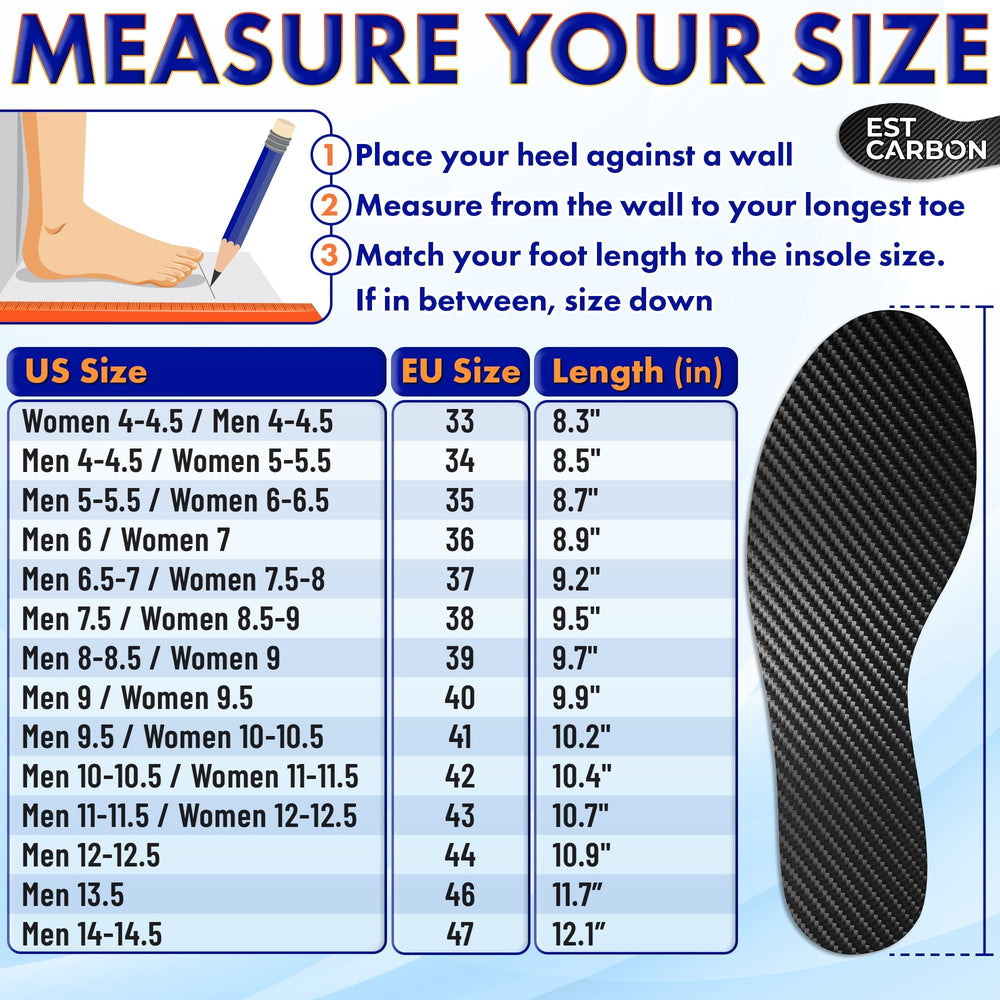 ESTCARBON insole suitable for hiking and running, stable support during activities.