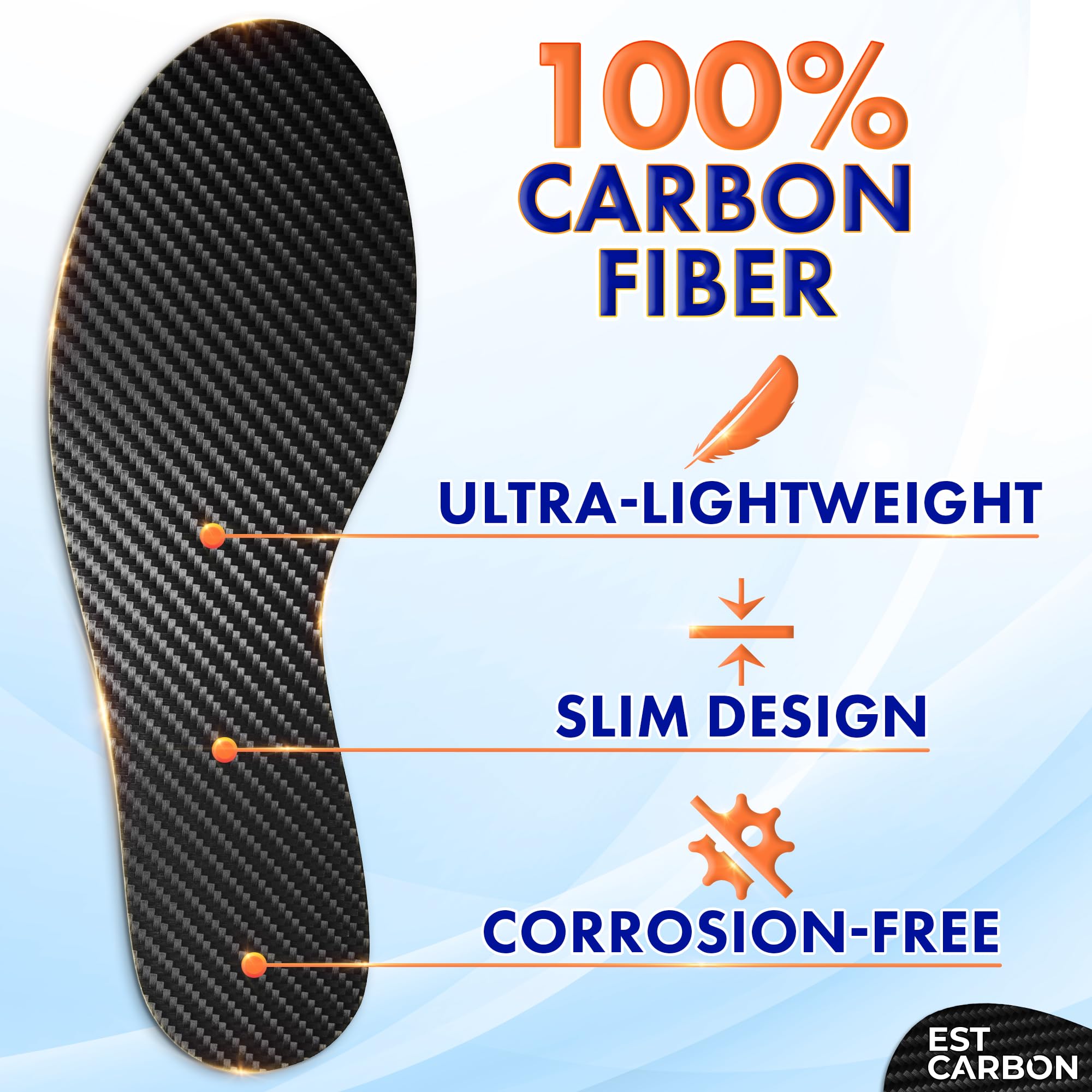 ESTCARBON unisex insole inside a shoe illustration for universal fit