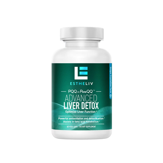 ESTHELIV Advanced Liver Detox capsules bottle promoting daily detox support