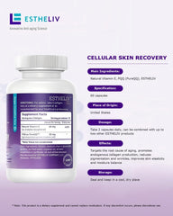 ESTHELIV skin recovery label close-up emphasizing key claims