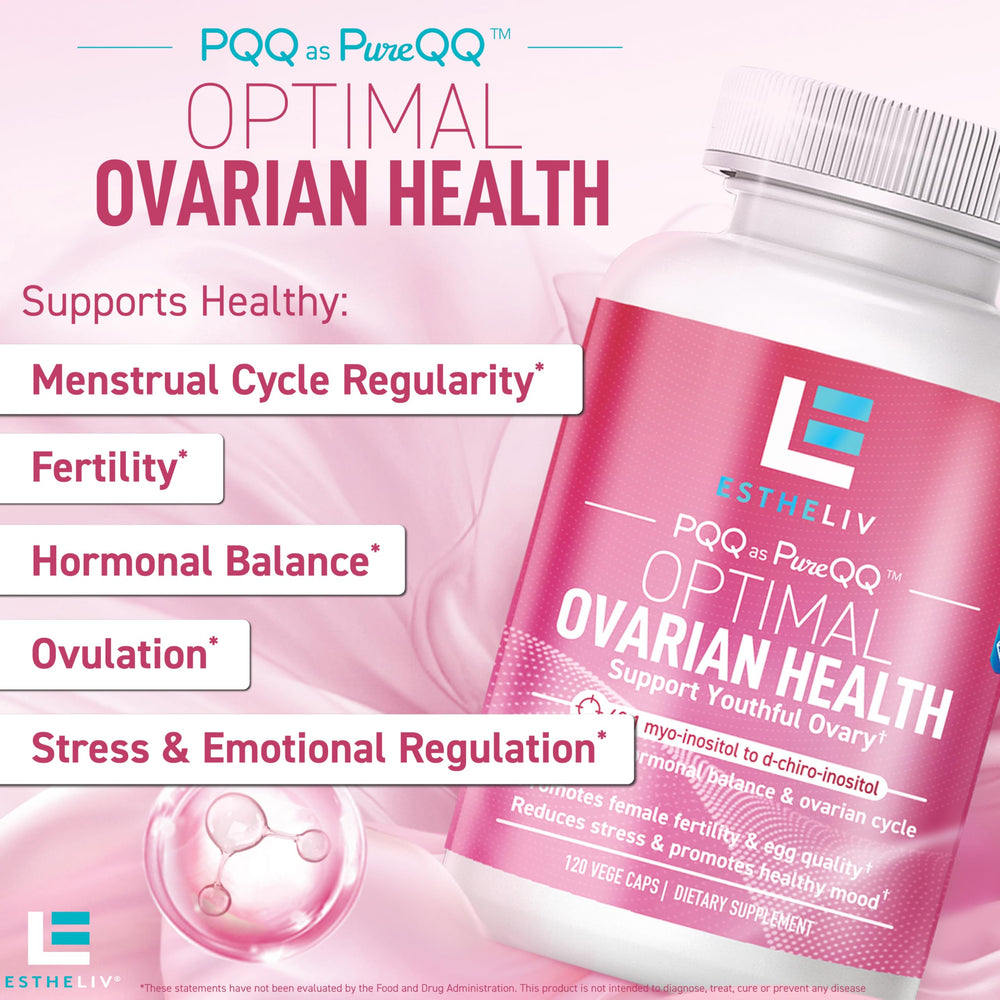 ESTHELIV Optimal Ovarian Health capsules close-up showing the 40:1 blend