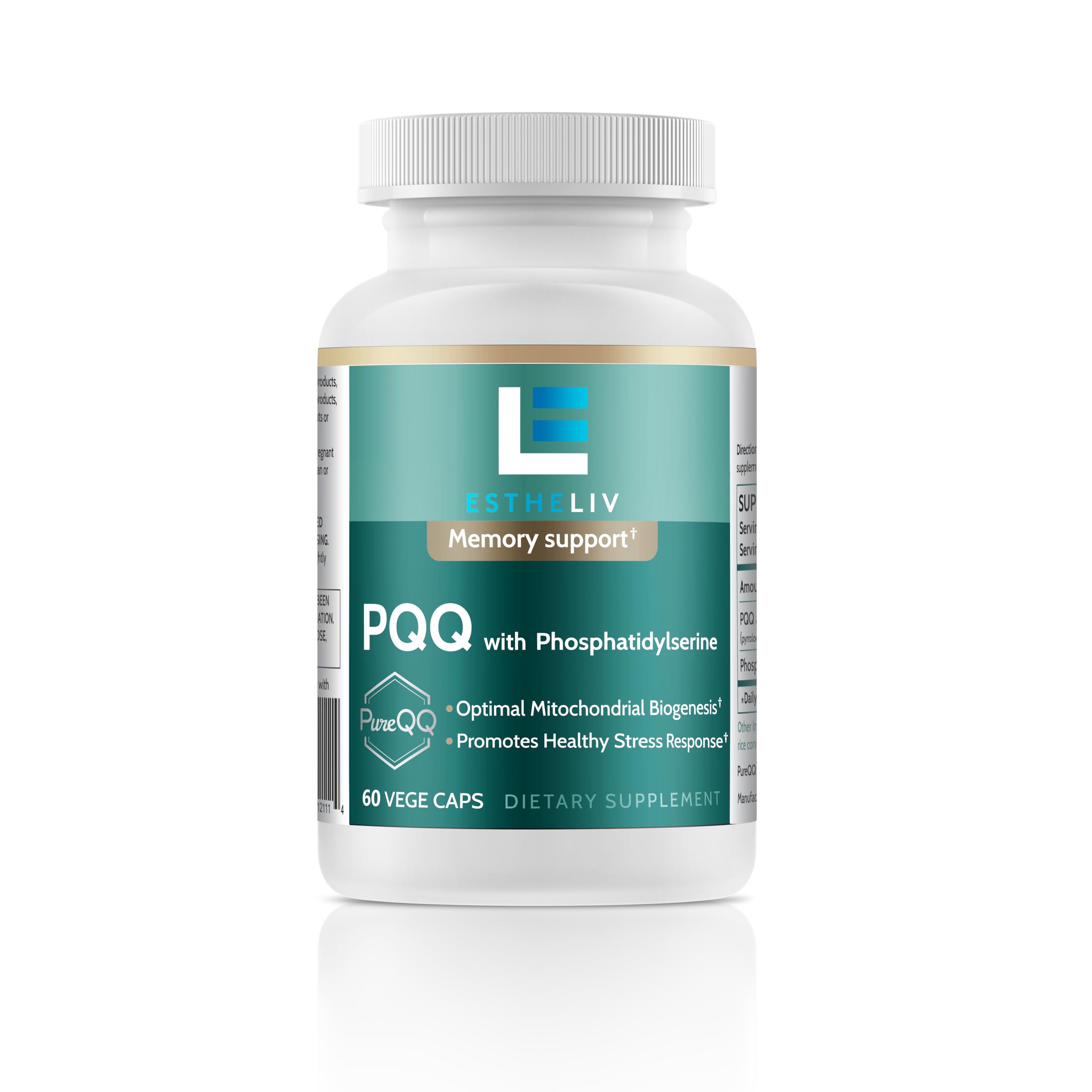 ESTHELIV PQQ-PS bottle—stable formulation for daily vitality support.