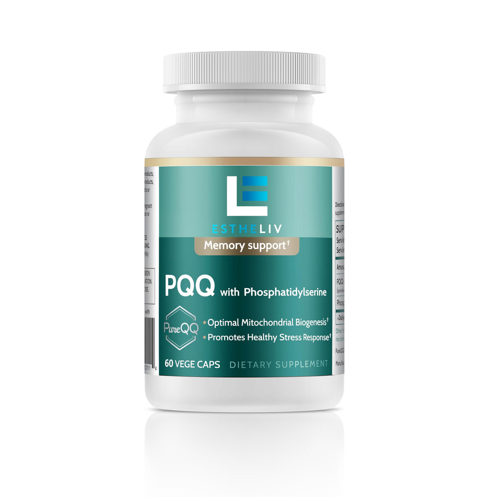 ESTHELIV PQQ-PS bottle—stable formulation for daily vitality support.