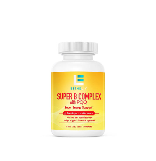 ESTHELIV Super B Complex bottle front highlighting metabolism support