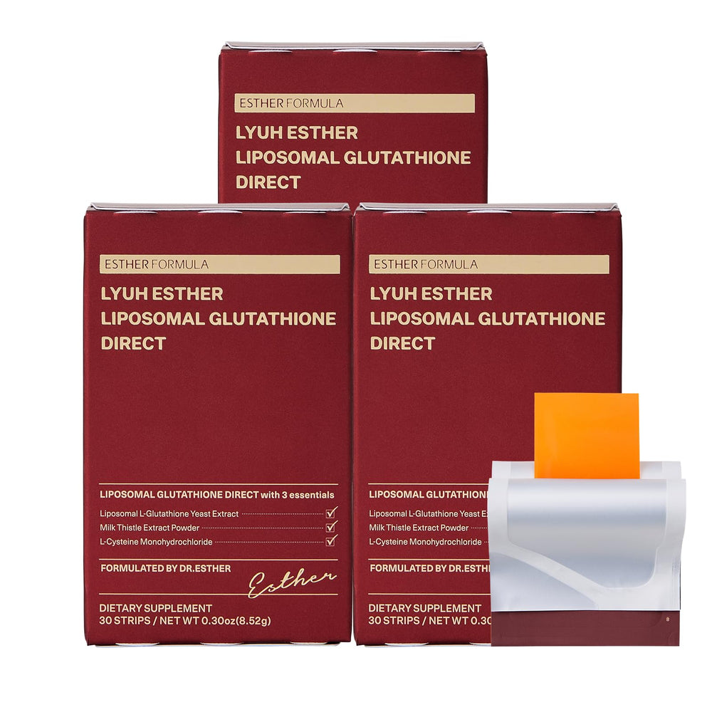 Esther Formula Liposomal Glutathione Strips pack highlights convenient antioxidant support.