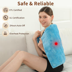 ESTINGO 18x33-inch heating pad demonstrates expansive area for multiple body parts.