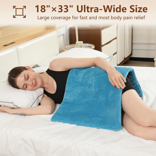 ESTINGO heating pad targets neck and shoulders for focused relief.