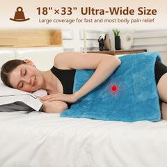 ESTINGO large weighted heating pad with massage — side view highlights adjustable heat and massage levels.
