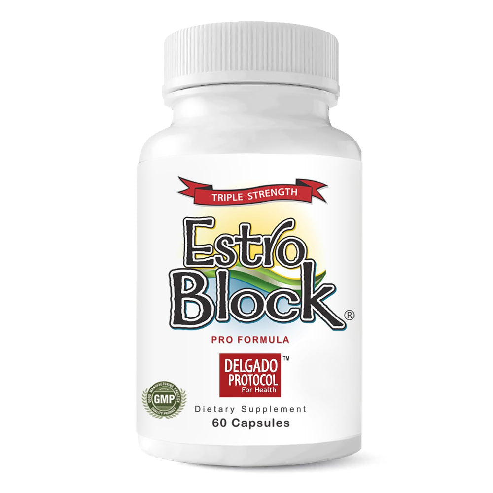 Estroblock Pro bottle with capsules for daily hormonal balance support
