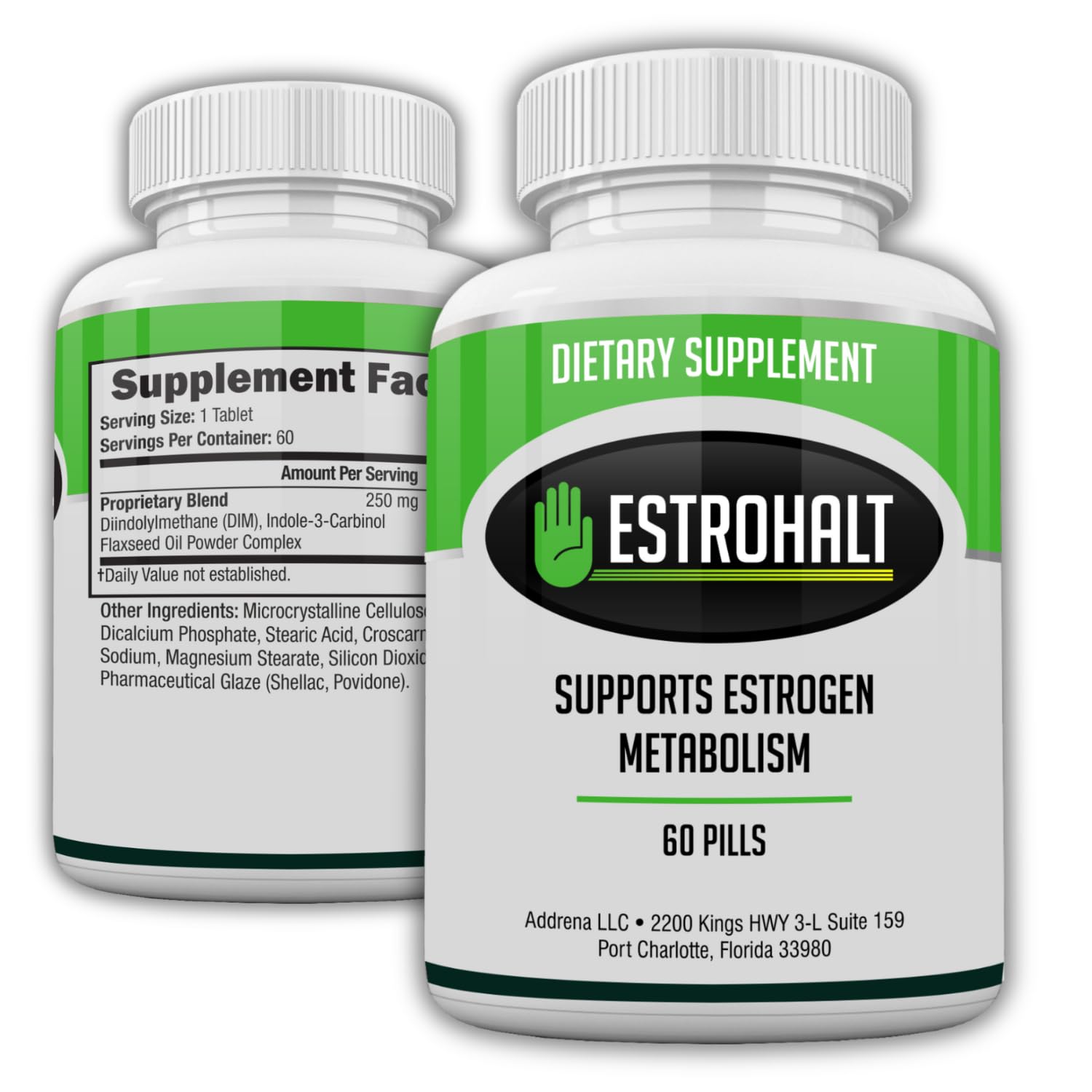 Estrohalt 4-pack packaging shown for convenient on-the-go supplementation.