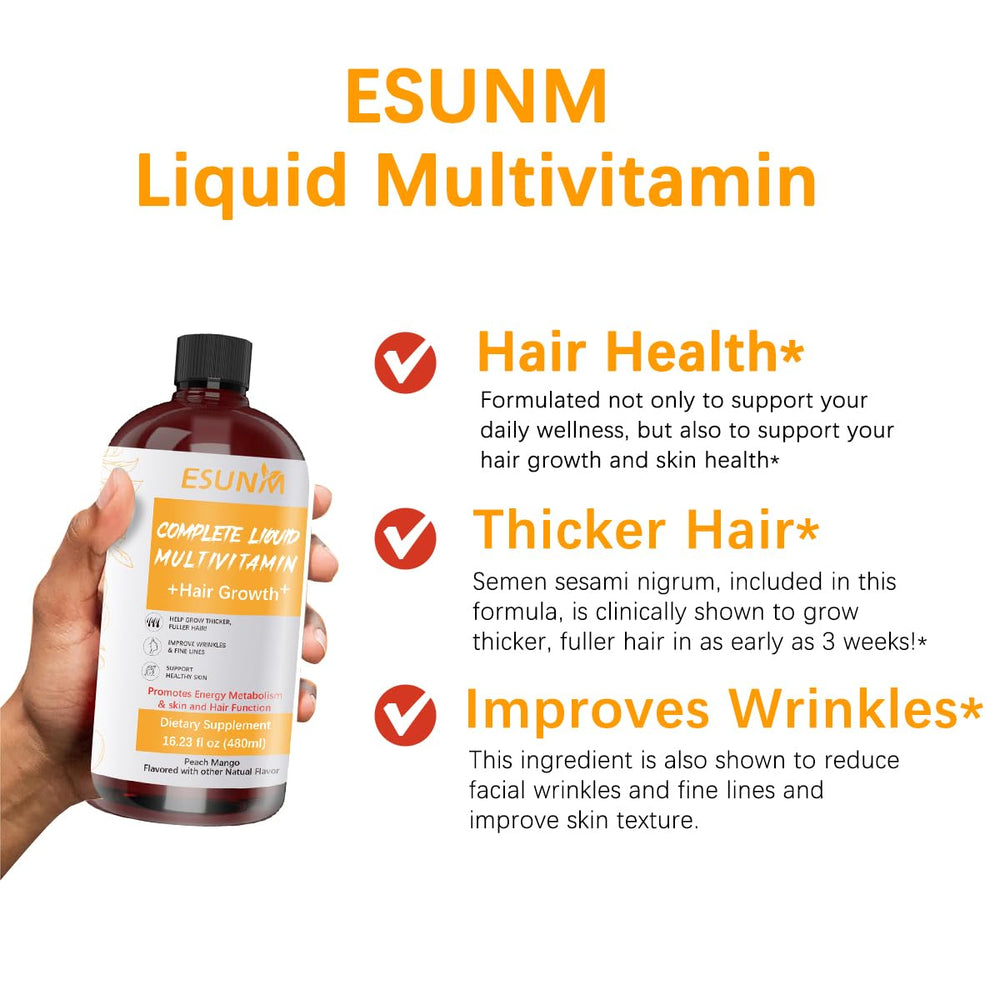 Biotin rich ESUNM formula promotes stronger hair and shine