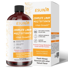 ESUNM Complete liquid multivitamin bottle shown for hair growth support