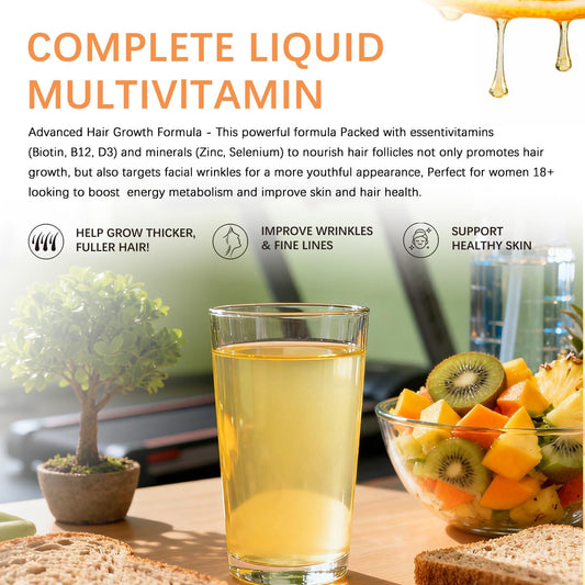 ESUNM liquid multivitamin being poured for easy daily use