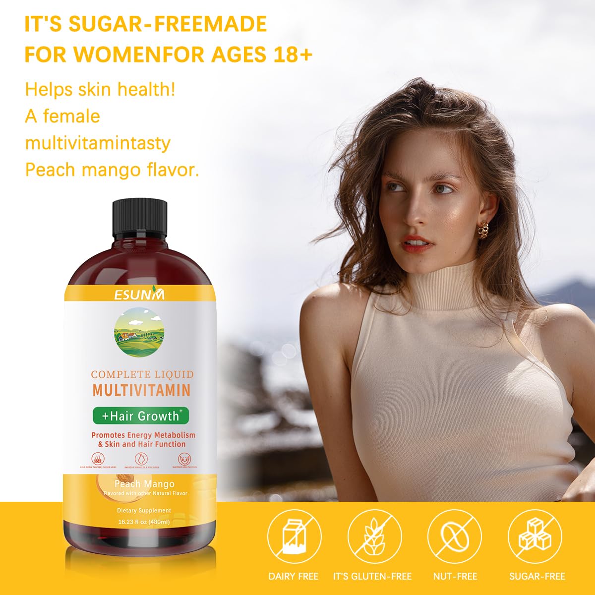 ESUNM hair-growth focus suggests potential thickening benefits.