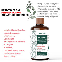 ESUNM fermented herbs jar highlights 18 herbs for prebiotic support