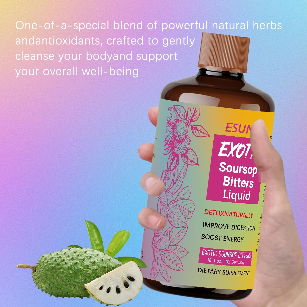 ESUNM bottle emphasizes moringa and ginger notes supporting digestive comfort.