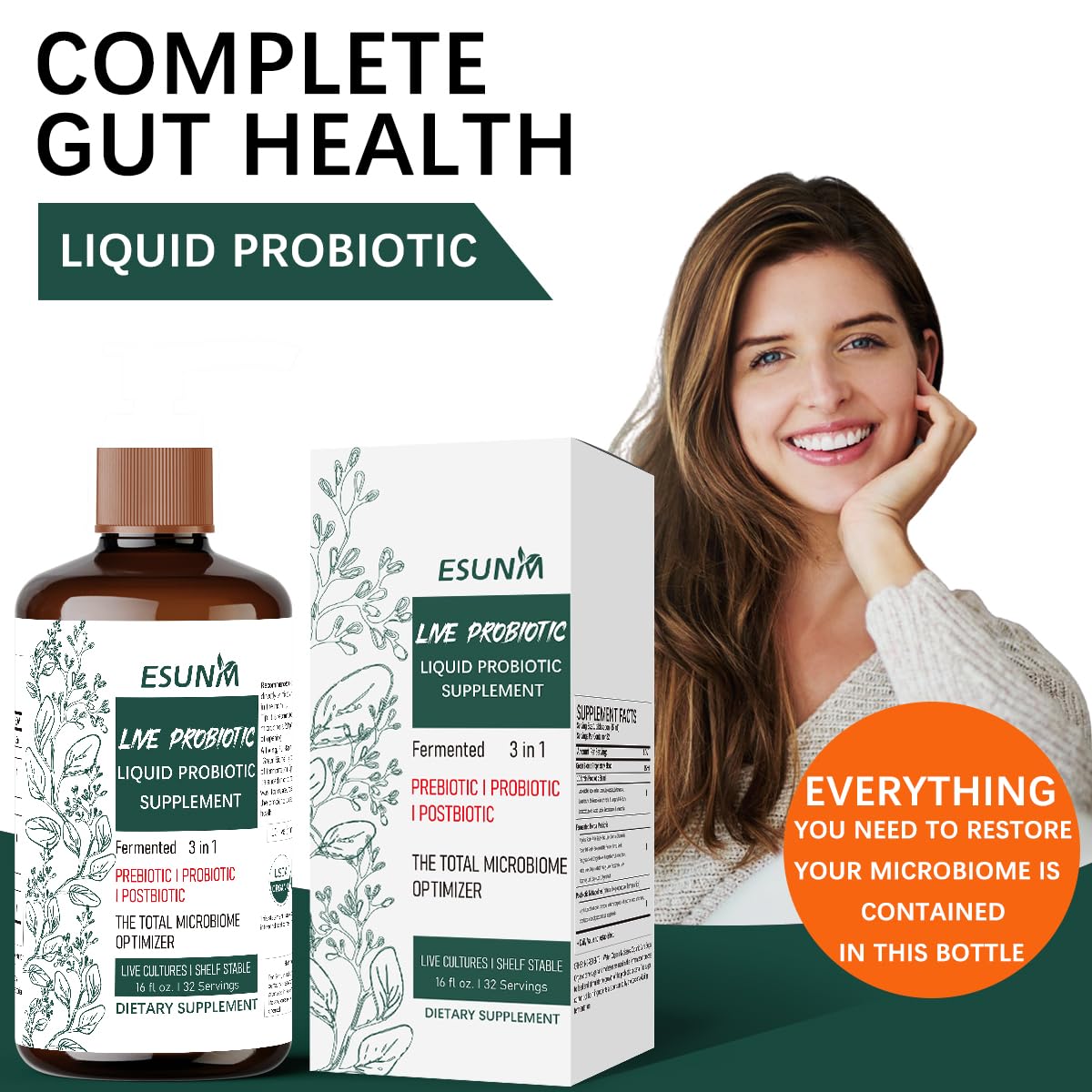 ESUNM shelf-stable unopened bottle communicates long potency