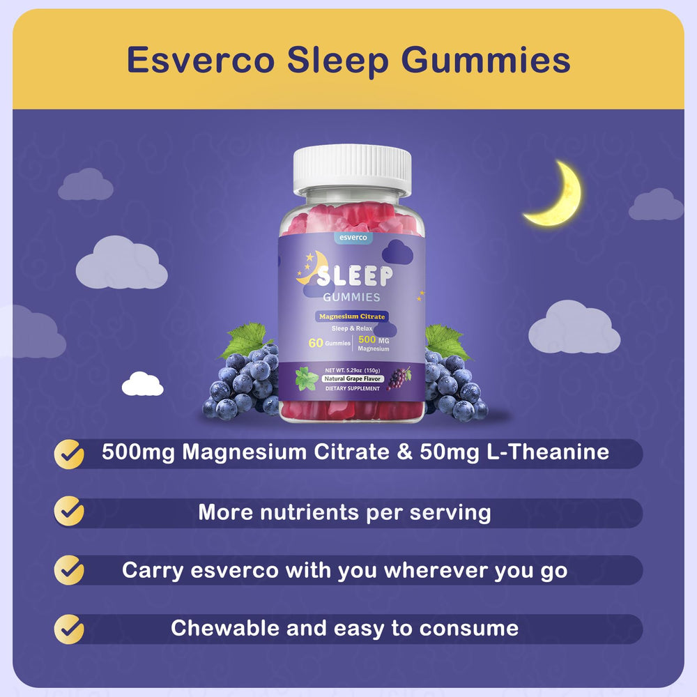 esverco Sleep Gummies vegan label confirms plant-based, allergy-friendly choice.