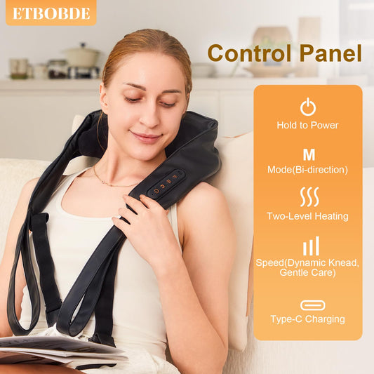 ETBOBDE massager heat function close-up, showing soothing warmth for circulation