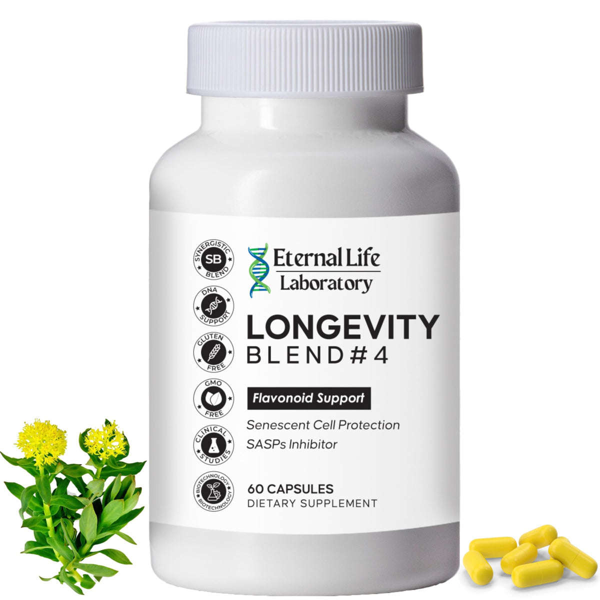 Eternal Life Laboratory quercitin bottle with capsules for daily immune and energy support.