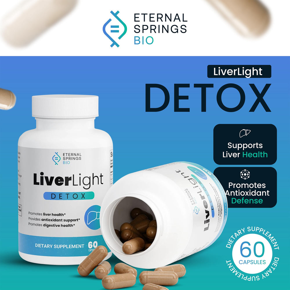 Close-up of LiverLight Detox capsules highlighting plant-based ingredients.