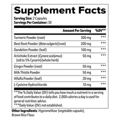 Eternal Springs Bio LiverLight Detox label closeup with gluten-free claim.
