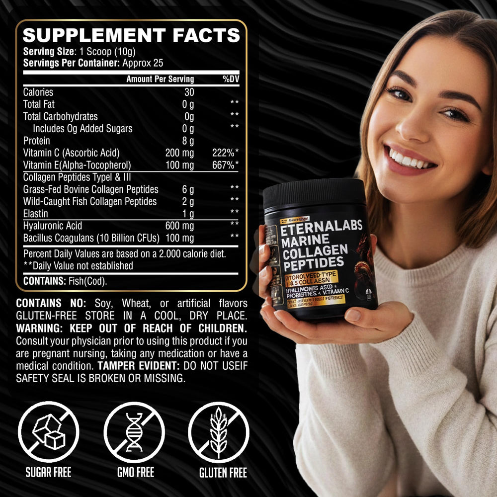 Eternalabs unflavored collagen powder dissolving in liquid