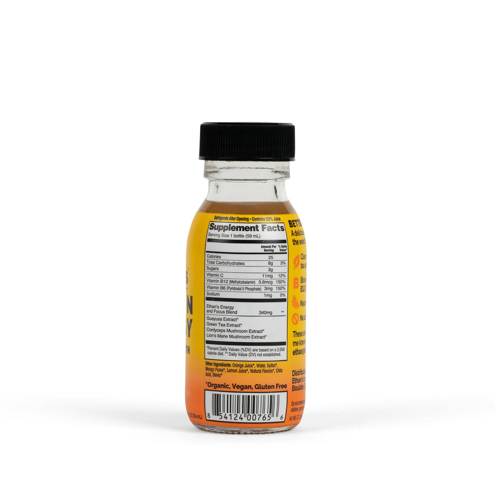 Ethans single-serving 2oz bottle for quick energy on the go.