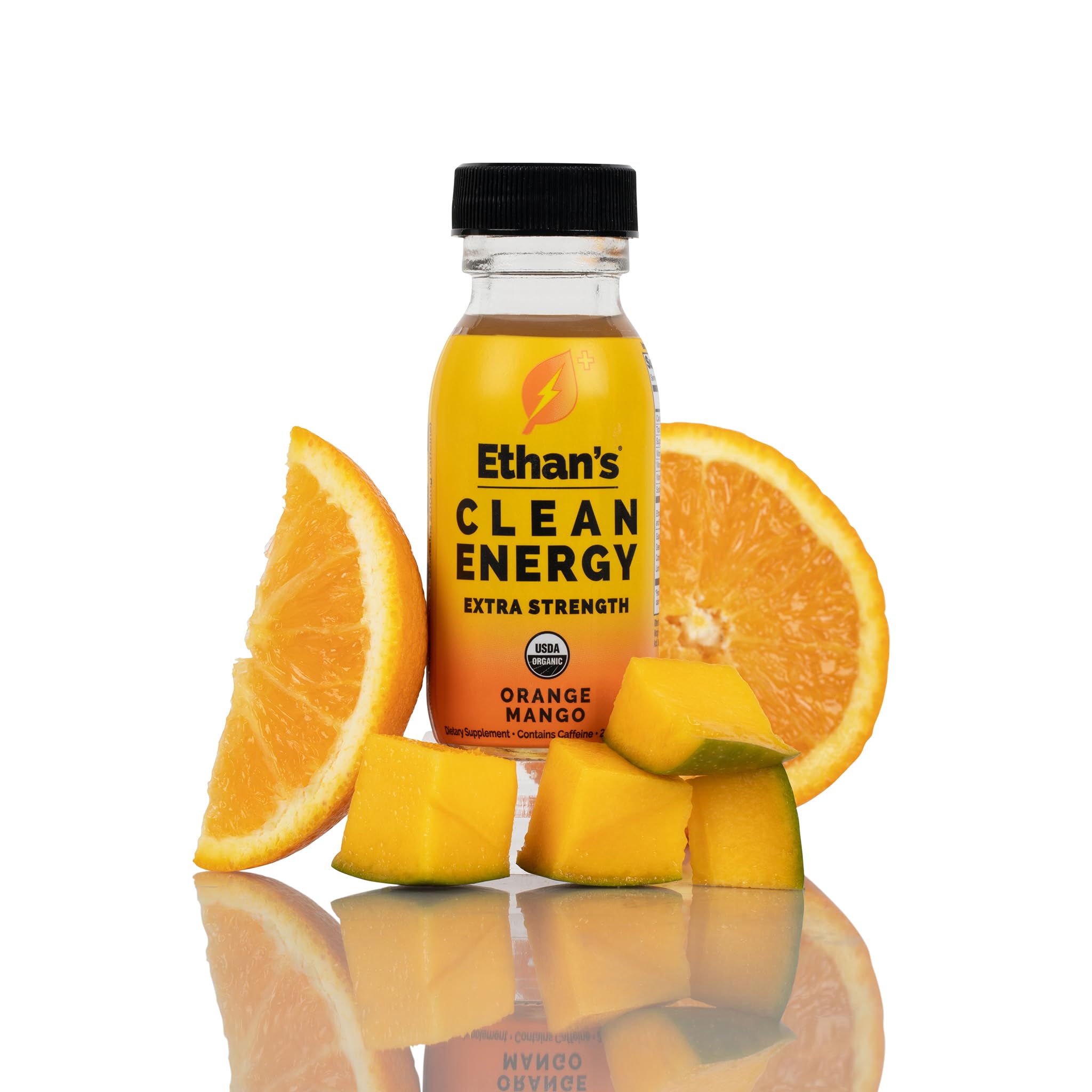 Ethans Organic energy shot ingredients list highlights green tea and guayusa for alertness.