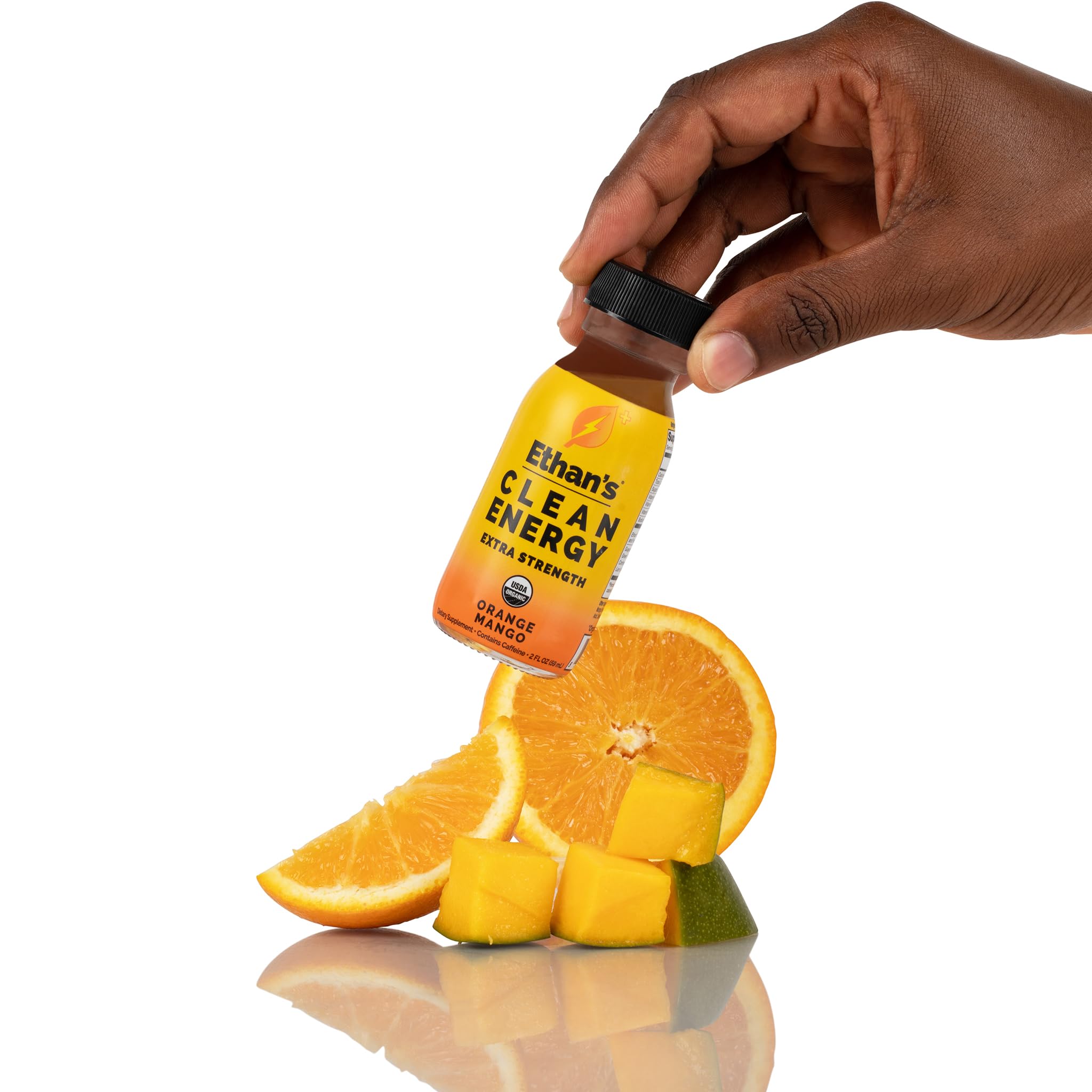 Ethans sugar-free fruit juice shot with xylitol and stevia for low-sugar energy.