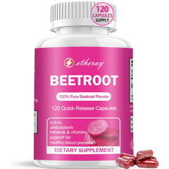 Etheray Beetroot Capsules bottle for daily vegan wellness.