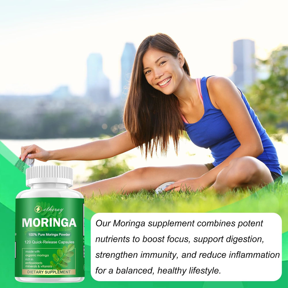 etheray Moringa vegan icon indicating plant-based supplement.