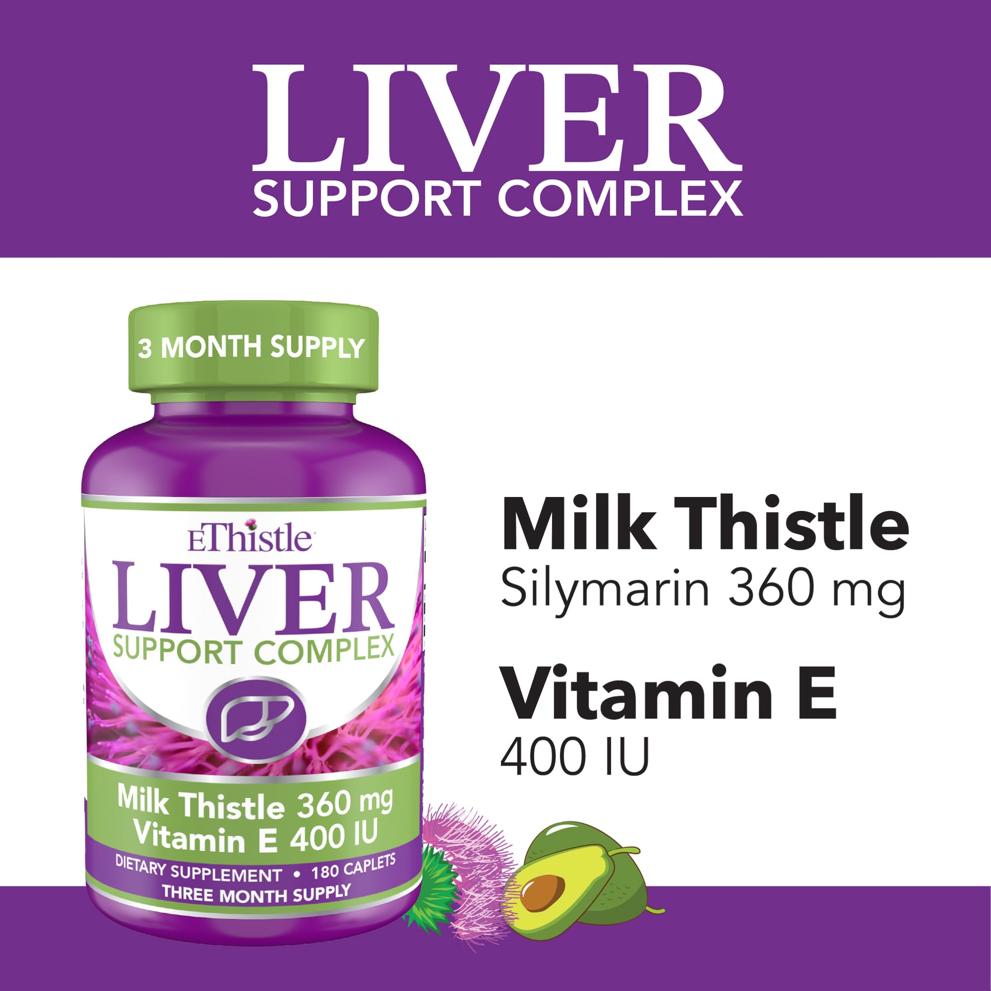 EThistle milk thistle extract capsules with silymarin for liver protection