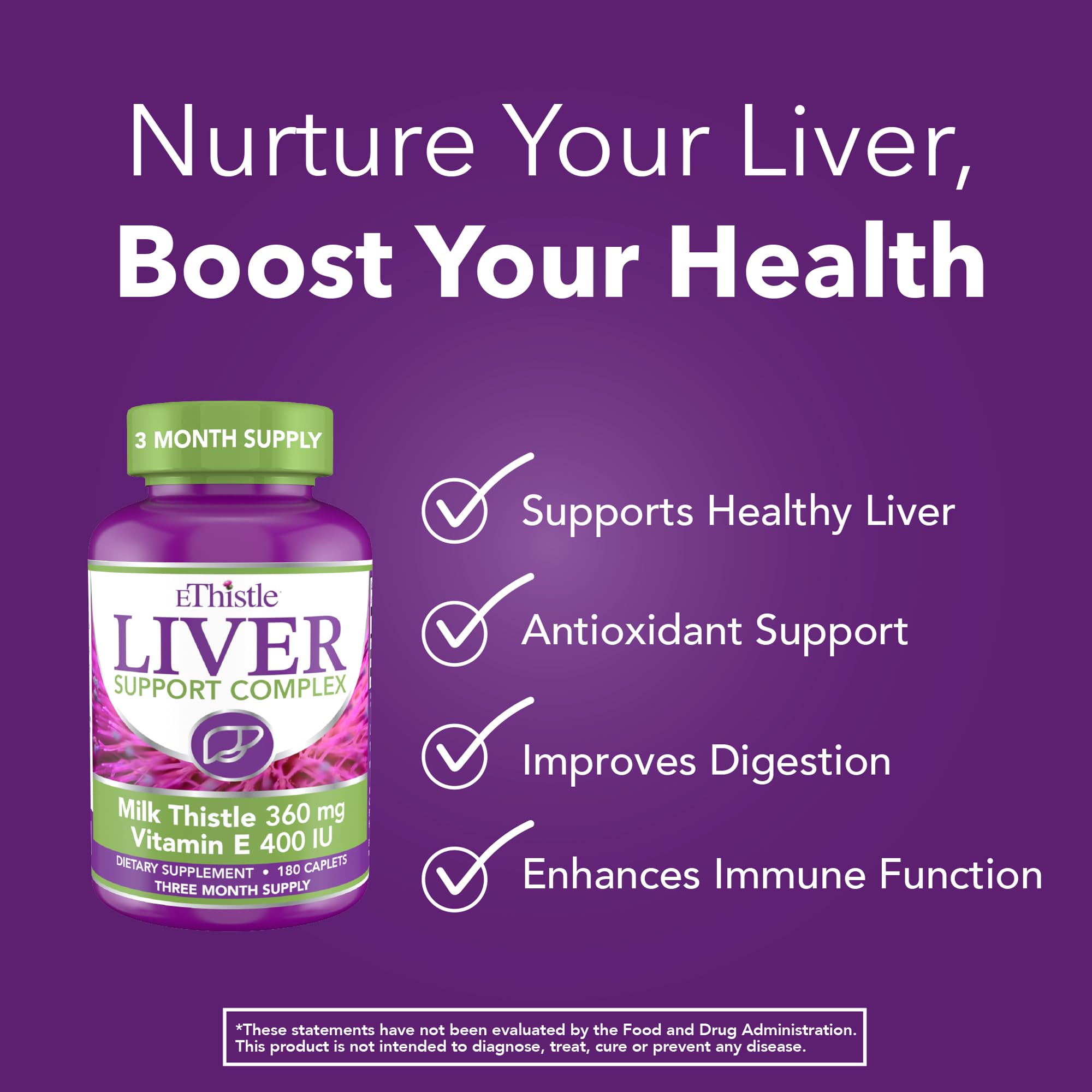 EThistle Vitamin E caplets provide antioxidant support for the liver