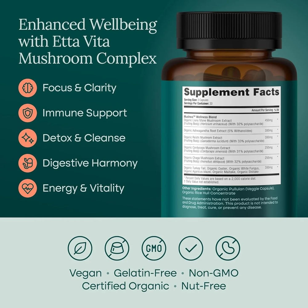 Etta Vita Adaptogenic power capsules for stress resilience.