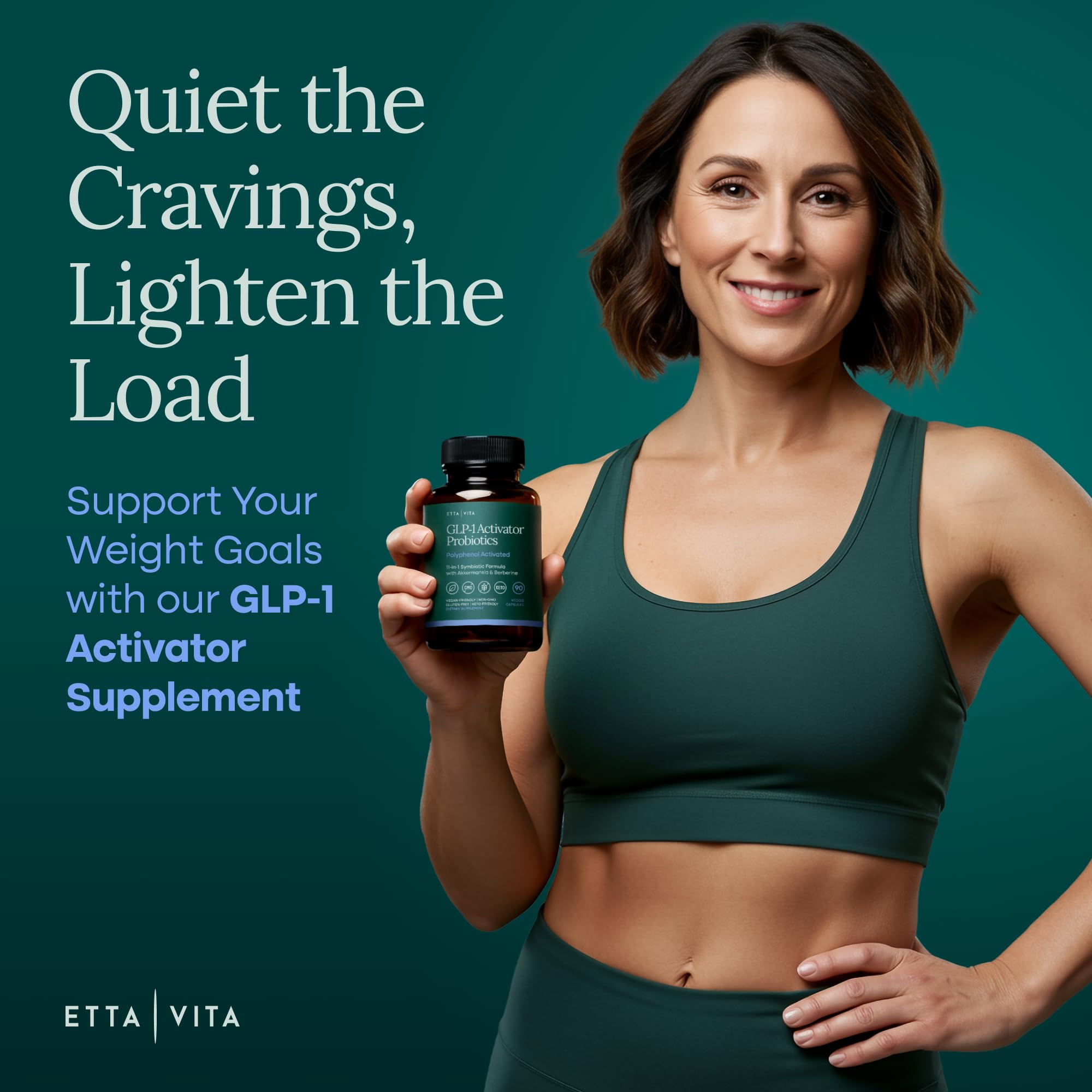 Etta Vita Akkermansia capsules close-up highlights gut barrier support and satiety cues