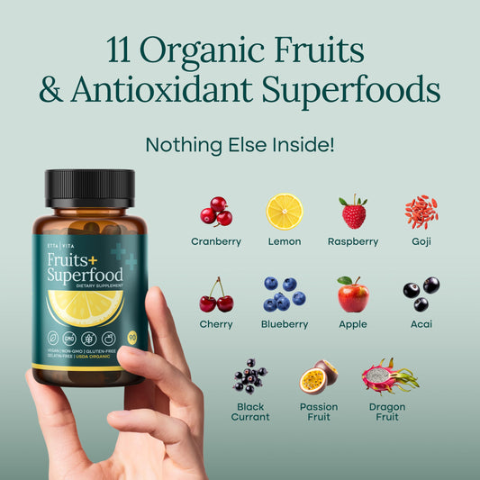 Etta Vita capsules close-up showing plant-based formula