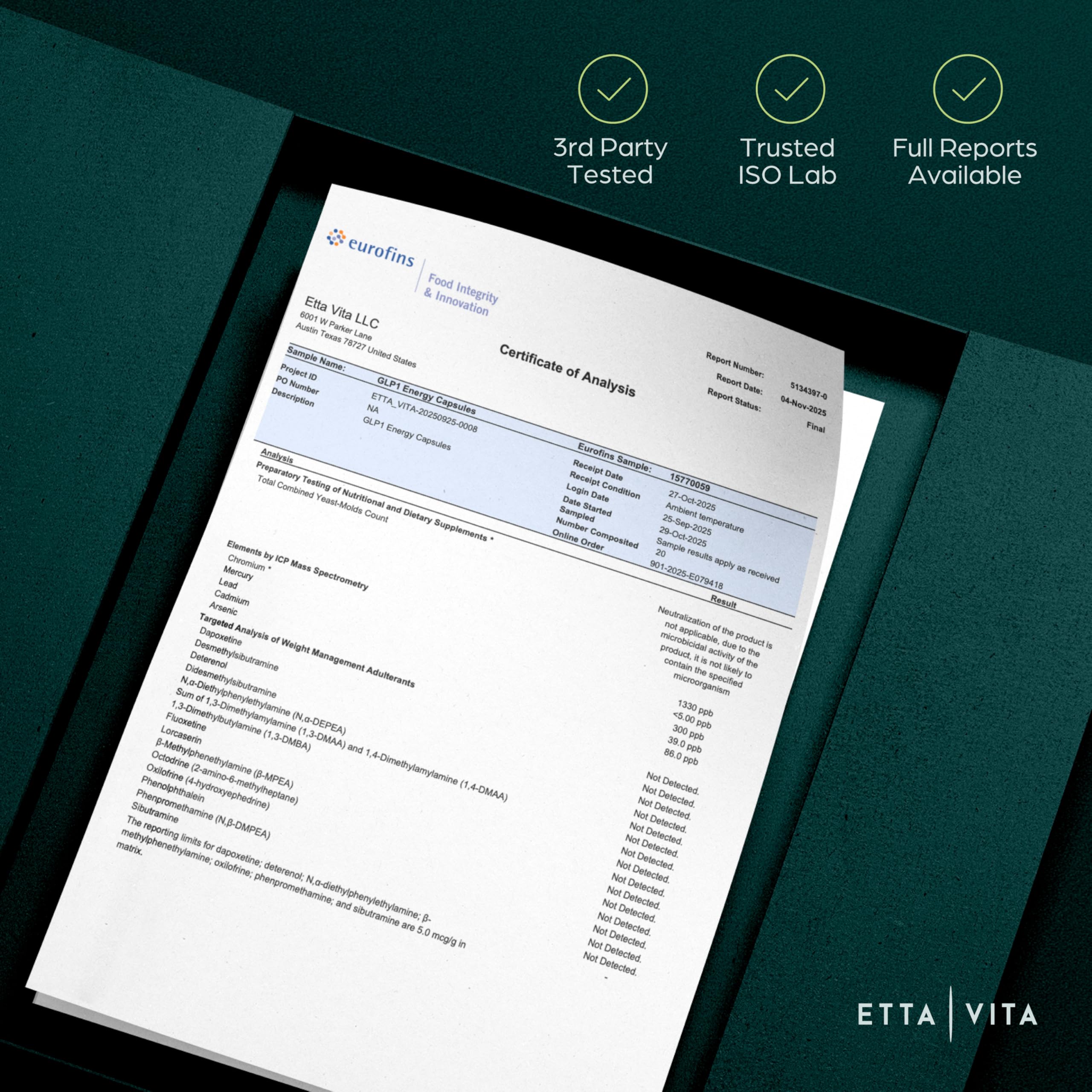 Etta Vita DigeSEB enzyme blend aids digestion after meals.