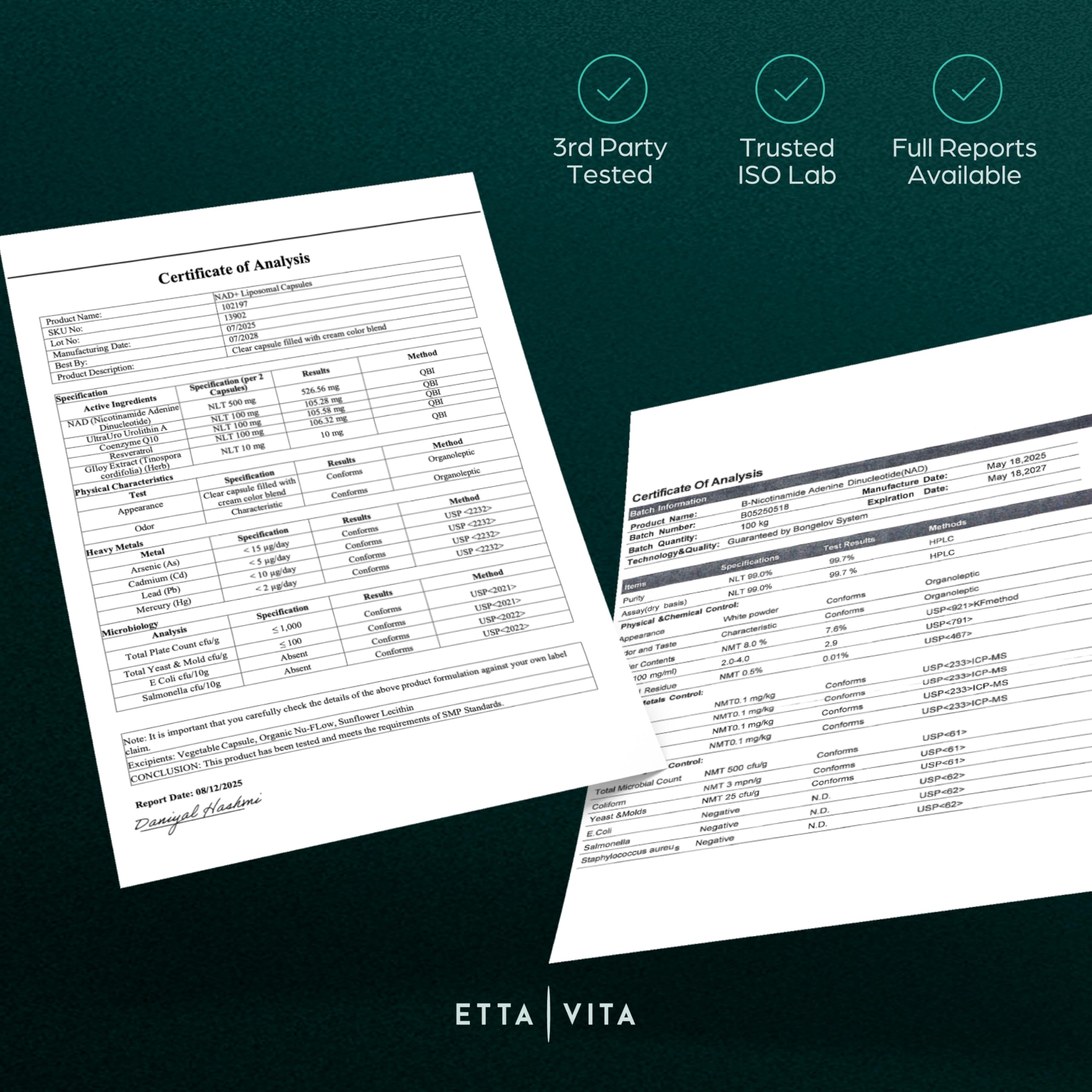 Etta Vita ingredients: CoQ10 and Resveratrol for cellular vitality.