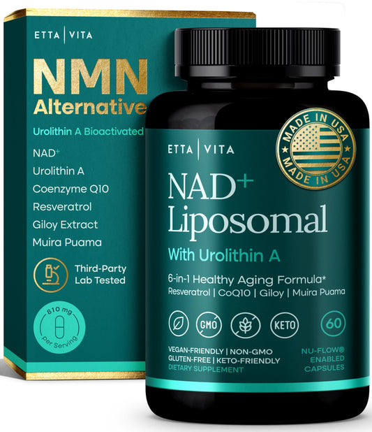Etta Vita liposomal NAD bottle demonstrates advanced energy support.