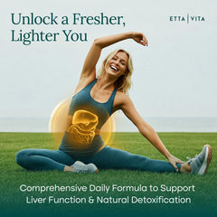 Front label of Etta Vita Liver Cleanse showing Milk Thistle for liver support.