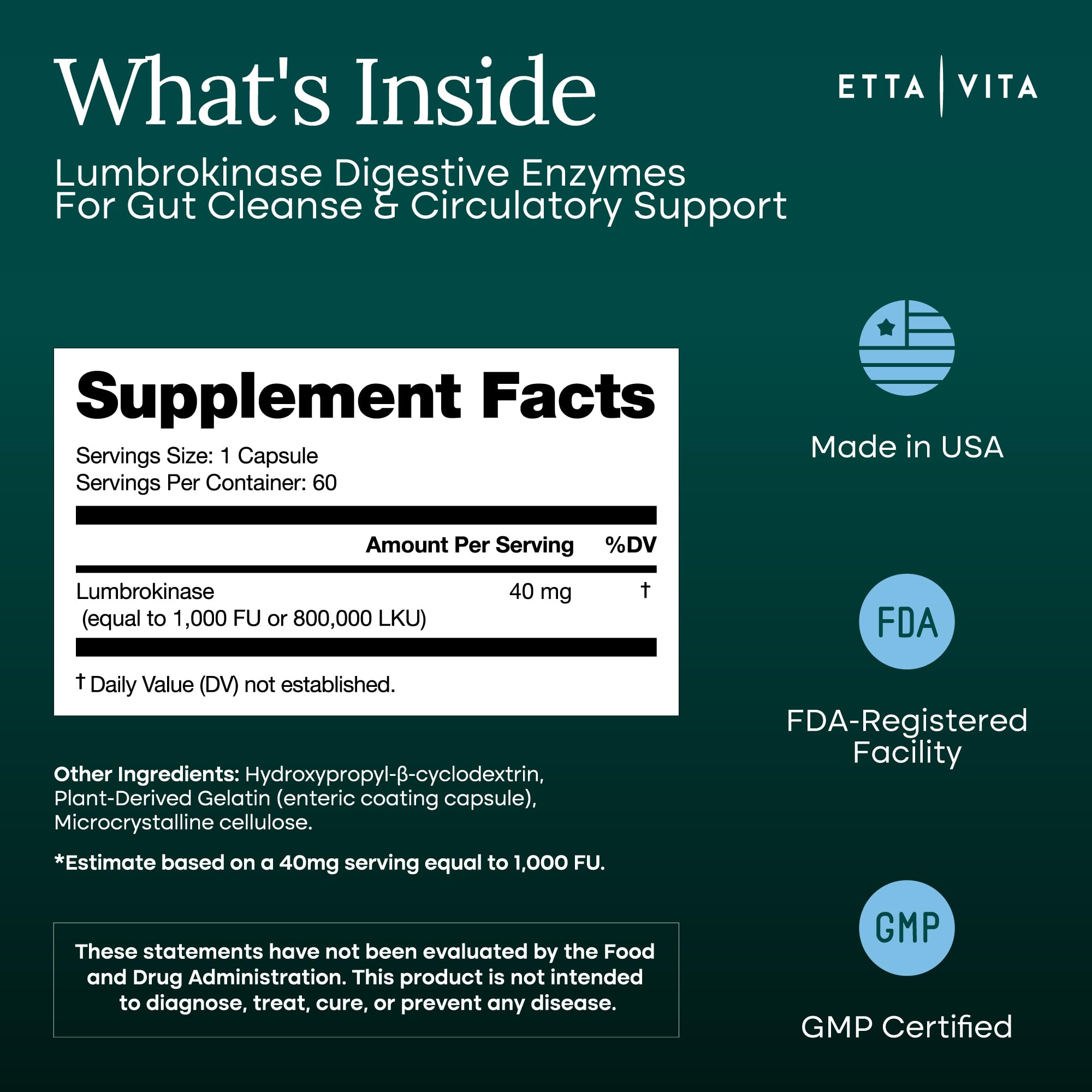 Close-up of Etta Vita capsules showing daily dose for digestive comfort.